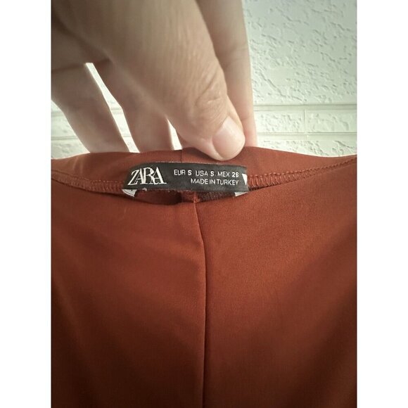 Zara Womens Knit Straight Leg Pants Size S Brown Stretch 5039 369 658 Going‎ Out - Picture 3 of 11